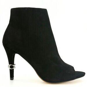 COACH Remi Peep-Toe Shooties Women’s US 6.5 B Black Suede Heeled Booties